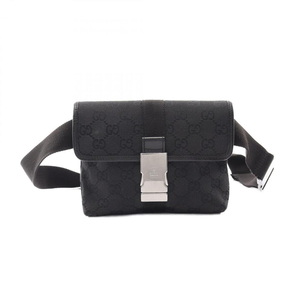 Gucci GG Canvas Waist Bag Body Leather Black